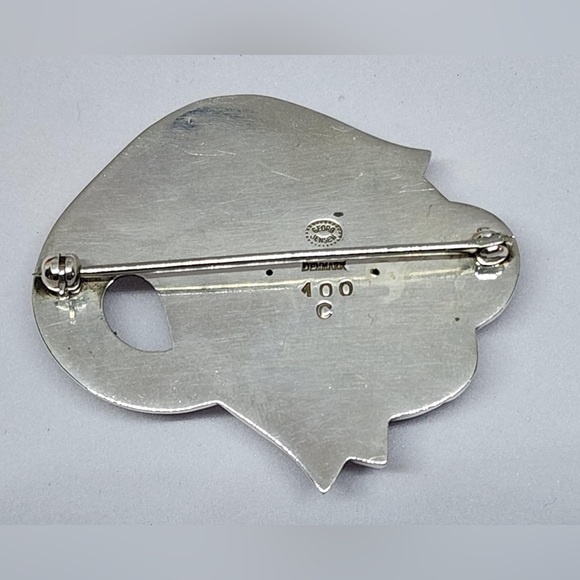 Vintage Georg Jensen Sterling Silver Brooch Tulip Flower Denmark 100C Pin Large - Picture 7 of 7